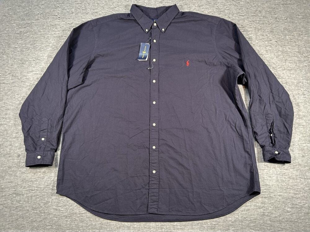 Ralph Lauren Shirt Mens XXXXLT Navy Blue Long Sleeve Cotton Classic Button-Down
